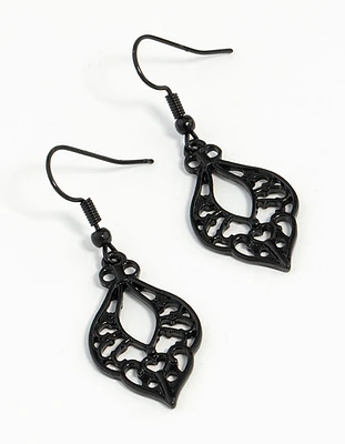 Black Cutout Bohemian Drop Earrings