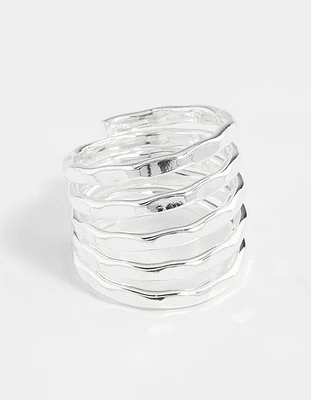 Silver Hammered Wrap Ring