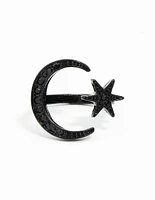 Black Star Moon Ring