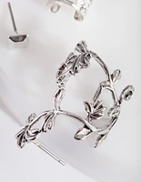 Rhodium Leaf Wrap Ear Stack