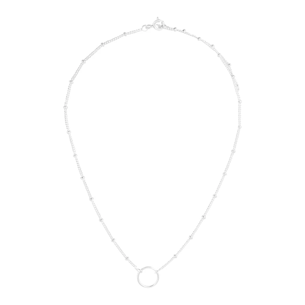 Sterling Silver Open Circle & Metal Bead Choker