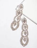 Silver Cut-Out Diamante Drop Earrings