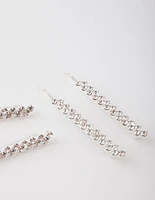 Diamante Zig Zag Pins 4-Pack In Silver
