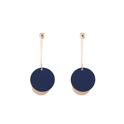 Dual Contrast Disc Earrings Matte Cobalt Gold