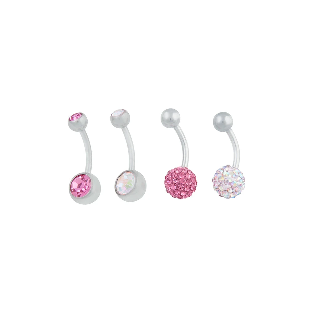 Rhodium Fireball Belly Bar 4-Pack