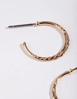 Gold 16MM Beaded Hoop Earrings