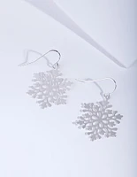 Silver Snowflake Drop Earrings