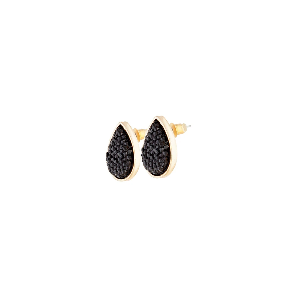 Black Teardrop Jelly Stud Earrings