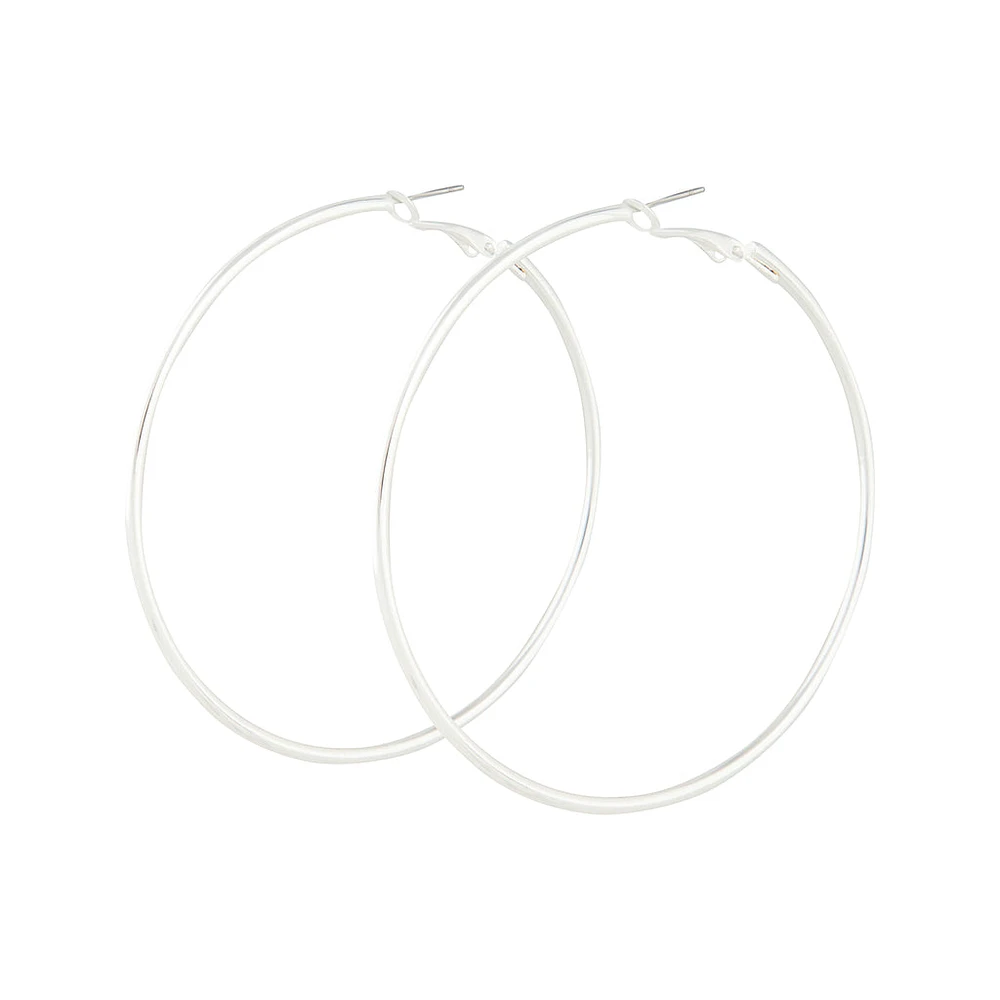 Silver Classic Medium Hoop Earrings