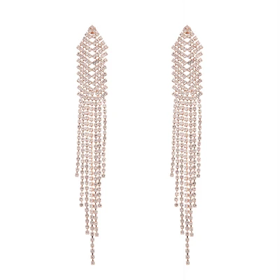 Rose Gold Diamante Chain Earrings