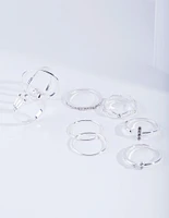 Silver Diamante Fine Mix Ring 8-Pack