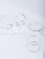 Silver Diamante Fine Mix Ring 8-Pack