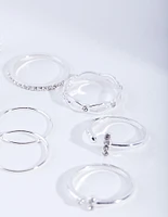 Silver Diamante Fine Mix Ring 8-Pack