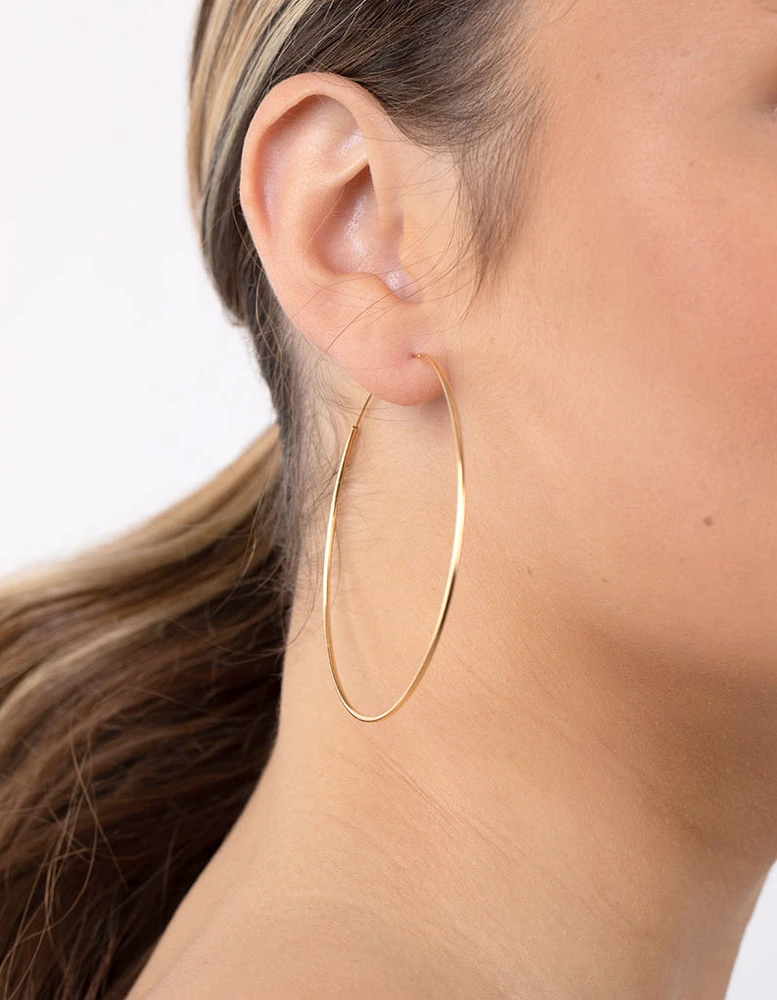 Gold Plated Sterling Silver Fine 60mm Hoop