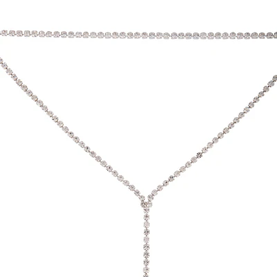 Silver Cup Chain Diamante Layered Choker