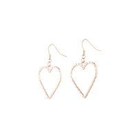 Rose Gold Rope Look Heart Drop Earring