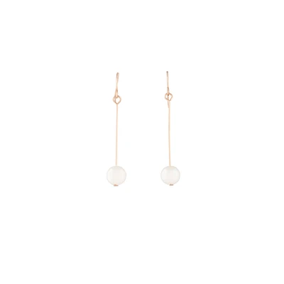 Rose Gold Fine Stick & Pearl Drop Earrings