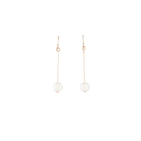 Rose Gold Fine Stick & Pearl Drop Earrings