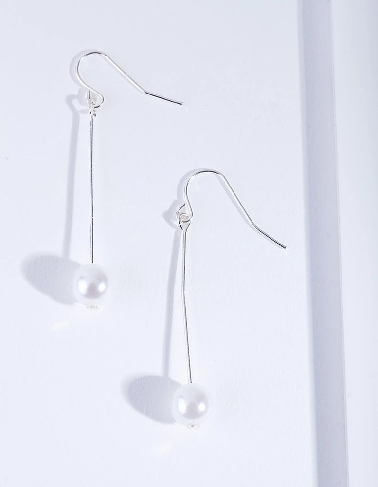 Fine Silver Pin & Pearl Drop Earrings