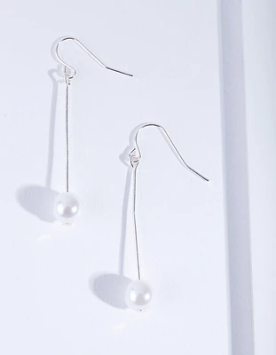 Fine Silver Pin & Pearl Drop Earrings