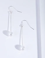 Fine Silver Pin & Pearl Drop Earrings