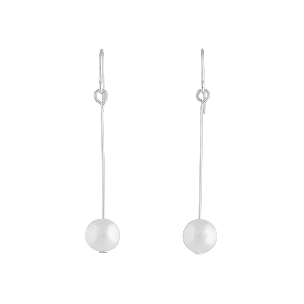 Fine Silver Pin & Pearl Drop Earrings