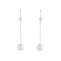 Fine Silver Pin & Pearl Drop Earrings