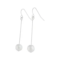 Fine Silver Pin & Pearl Drop Earrings