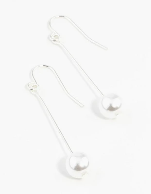 Fine Silver Pin & Pearl Drop Earrings