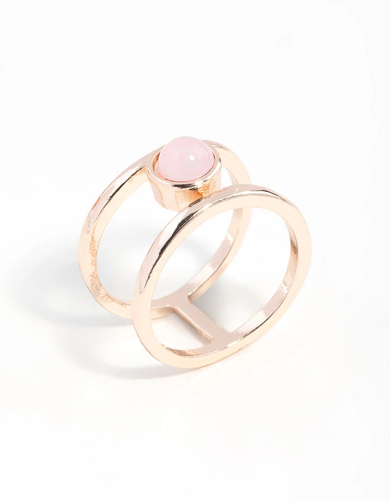 Rose Gold Double Band Centre Stone Ring