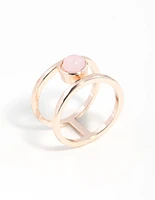Rose Gold Double Band Centre Stone Ring