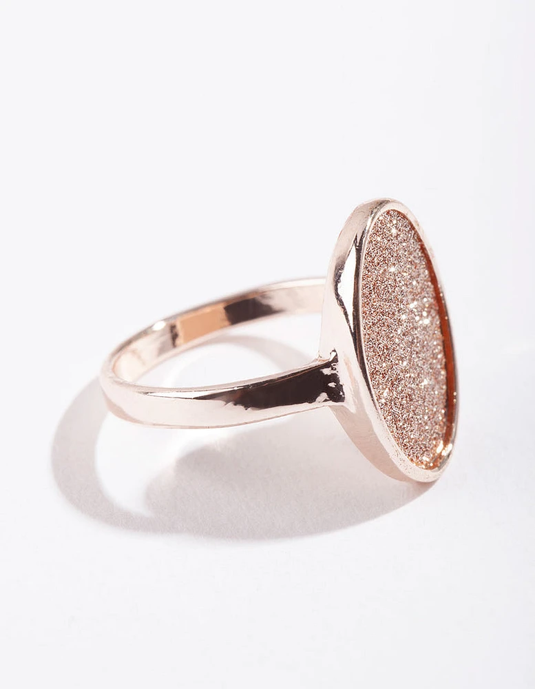 Rose Gold Oval Glitter Paper Ring