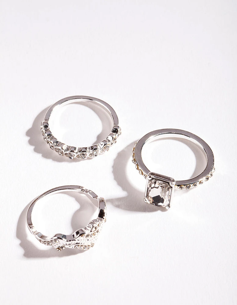 Silver Baguette Multi Stack Ring