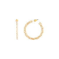 Gold Texture Twist Hoop Earrings