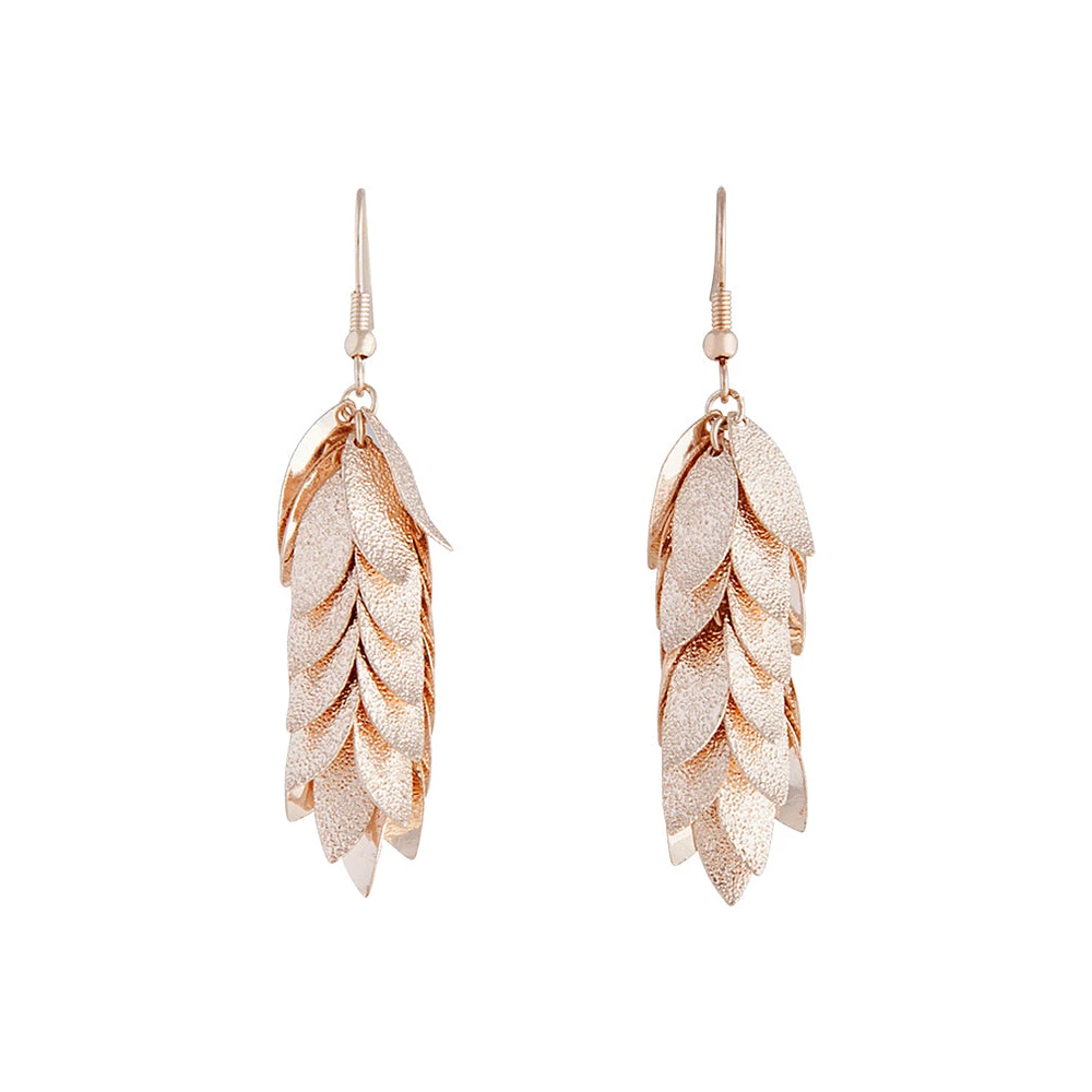 Rose Gold Layered Leaves Earrings