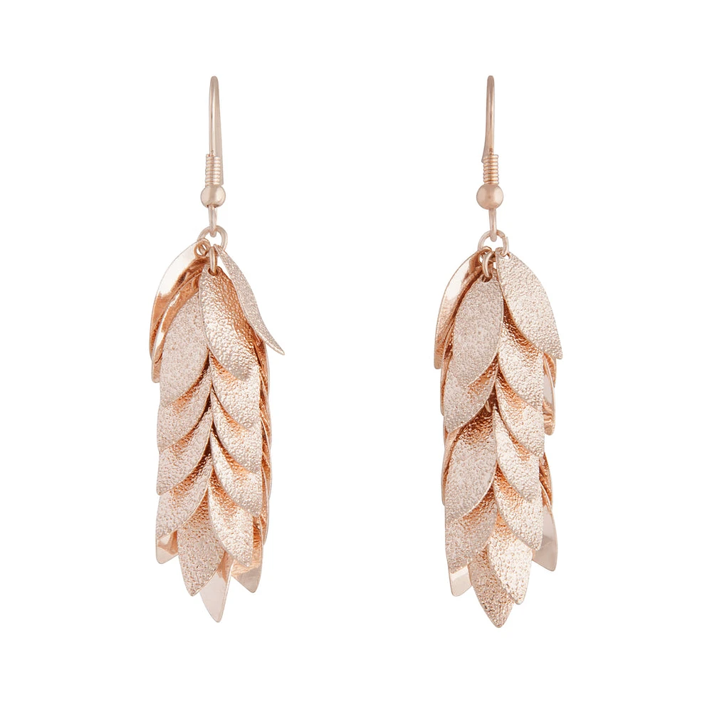 Rose Gold Layered Leaves Earrings