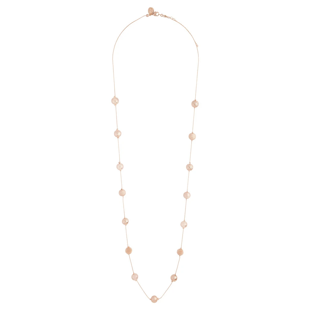 Rose Gold Mixed Station Ball Necklace