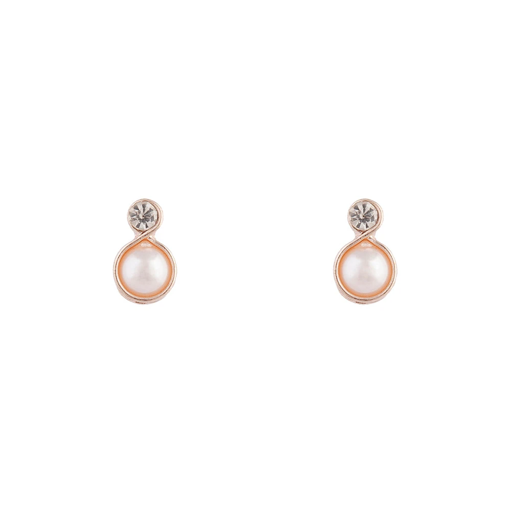 Rose Gold Pearl Bottom Stud Earrings