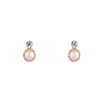 Rose Gold Pearl Bottom Stud Earrings