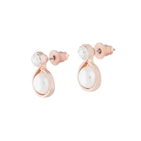 Rose Gold Pearl Bottom Stud Earrings