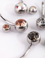 Surgical Steel Diamante Belly Ring 4-Pack