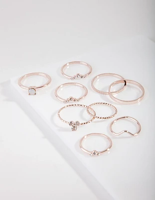 Rose Gold Fine Moonstone Inspired Ring Pack