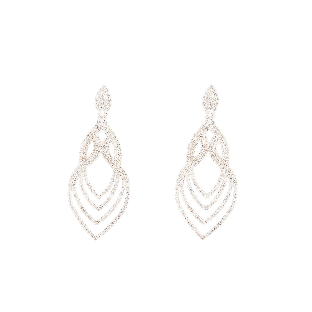 Silver Layered Tier Drop Earrings