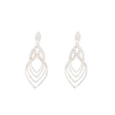 Silver Layered Tier Drop Earrings