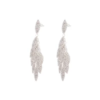 Silver Diamante Multi-Leaf Drop Earrings