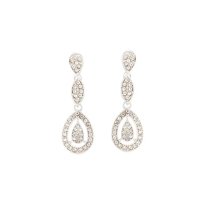 Silver Diamante Stone Set Cut-Out Earring