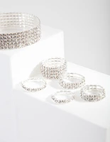 Silver Diamante Cupchain Bracelet & Ring Set