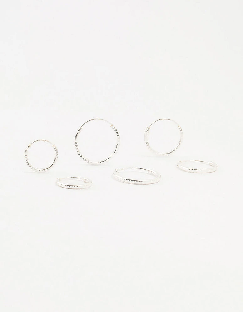 Sterling Silver Graduated Mini Hoop Pack