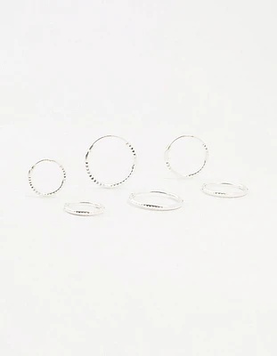 Sterling Silver Graduated Mini Hoop Pack