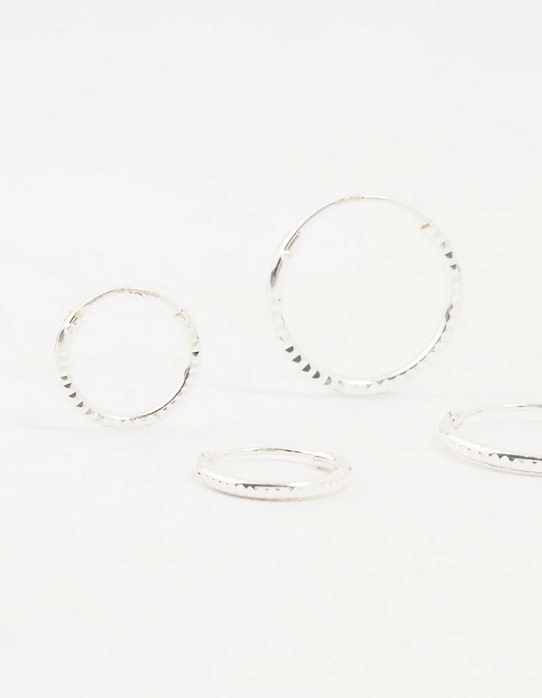 Sterling Silver Graduated Mini Hoop Pack